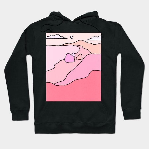 Pink mountain Landscape Cute Hoodie by Trippycollage